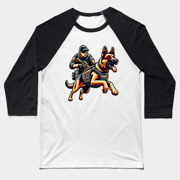 Police K9 In Action Baseball T-Shirt by Maries Papier Bleu